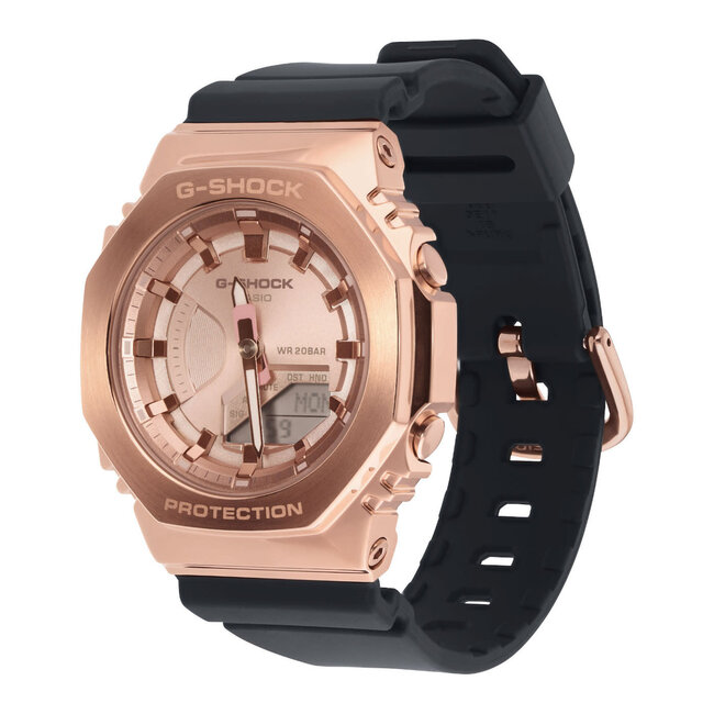 Casio G-Shock CASIO G-Shock GM-S2100PG-1A4ER horloge unisex  anadigi staal Rosé plated met zwart rubber band