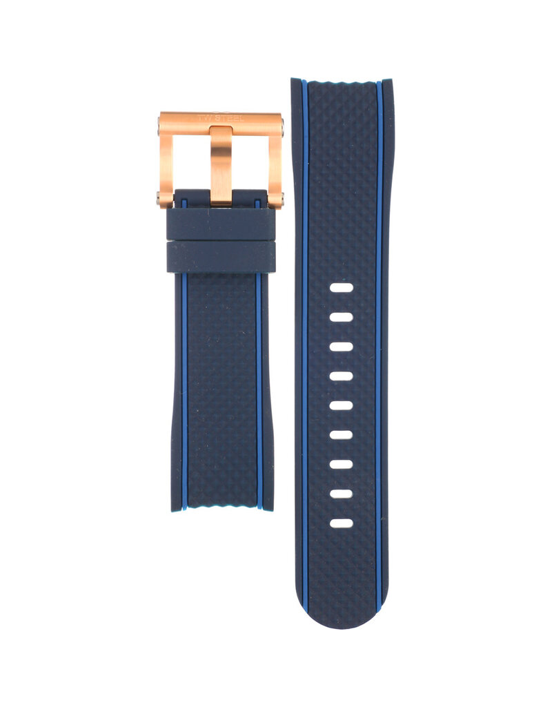 TW Steel TW Steel Horlogeband TWB181 Blauw Siliconen met Rose Plating Gesp