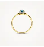 Blush Blush Ring 1636YDL/54 14k Geelgoud 0,05crt G SI Diamant en Blauwe Topaz Maat 54