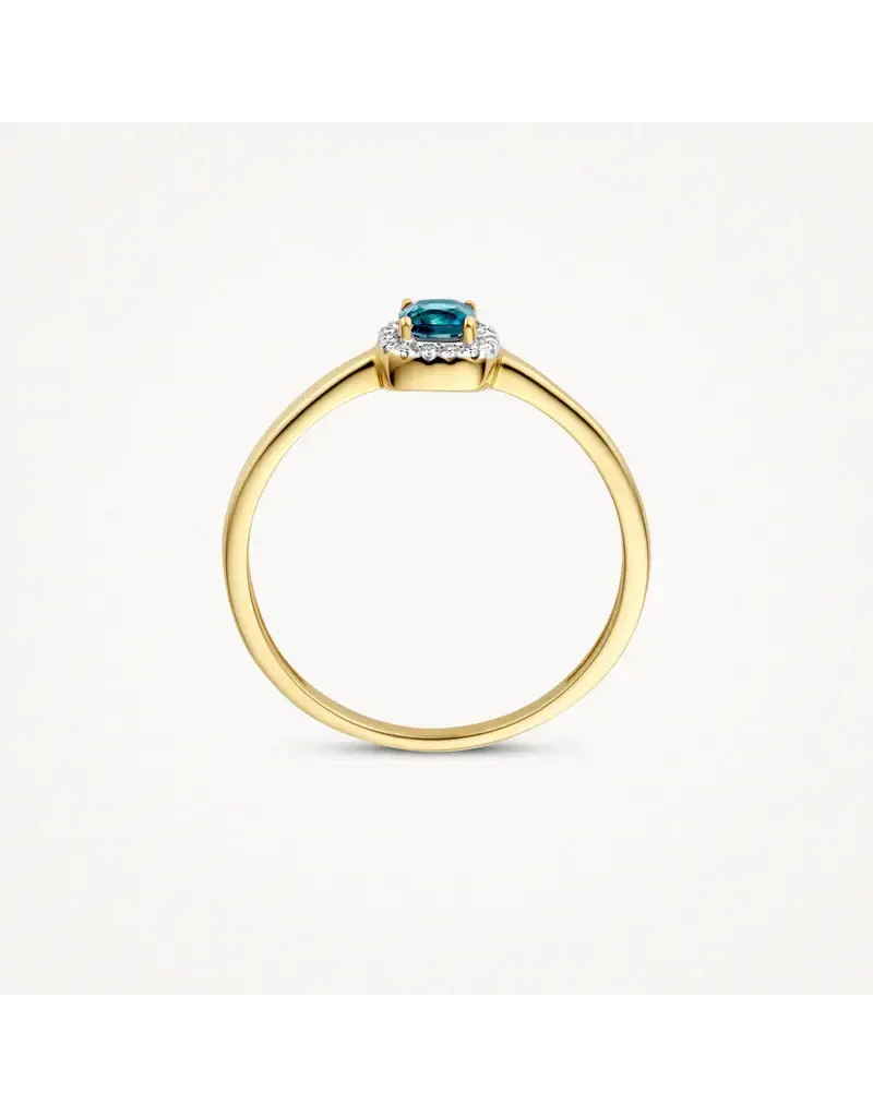 Blush Blush Ring 1636YDL/54 14k Geelgoud 0,05crt G SI Diamant en Blauwe Topaz Maat 54