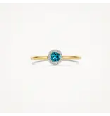 Blush Blush Ring 1636YDL/54 14k Geelgoud 0,05crt G SI Diamant en Blauwe Topaz Maat 54