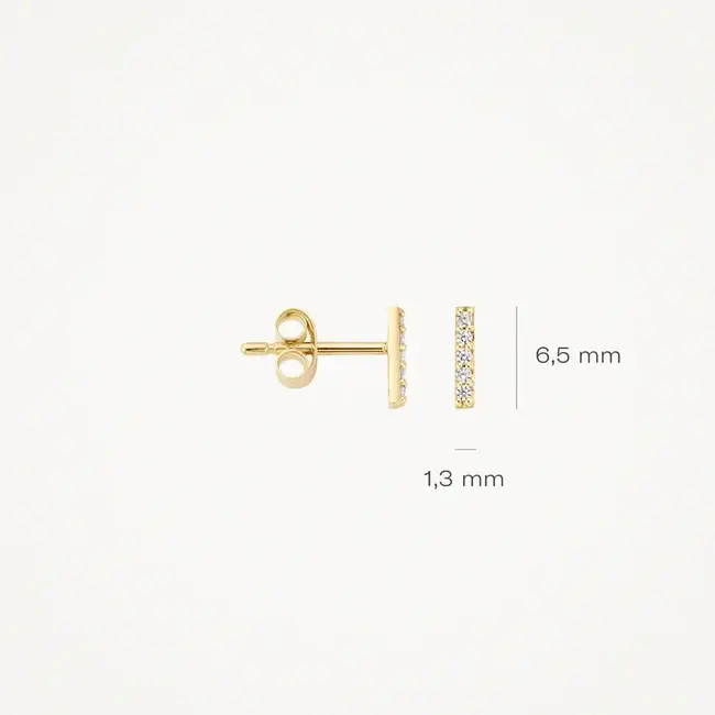 Blush Blush Oorbellen 7196YZI Oorstekers 14kr Geelgoud Staafje gezet met Zirkonia