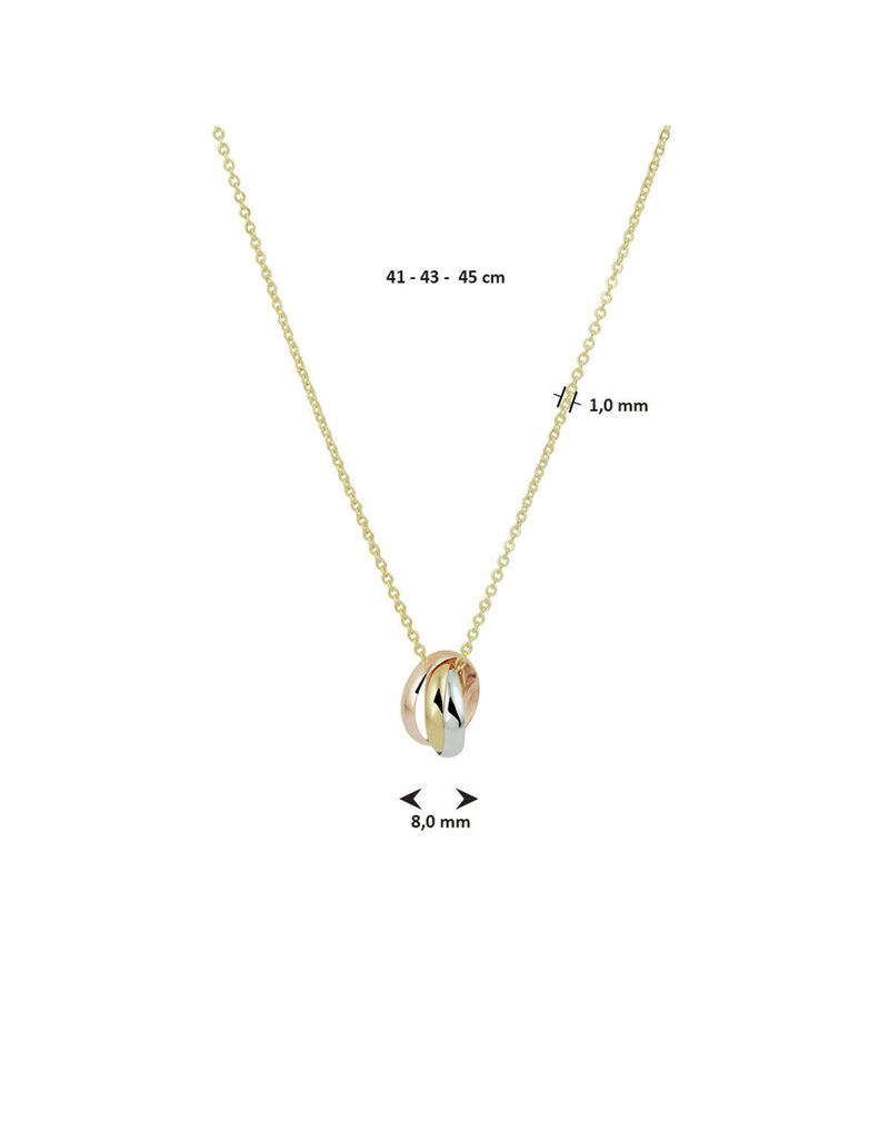 Blinckers Jewelry Huiscollectie House Of Blinckers Collier 43.00553 Tri-Color 41 - 45cm
