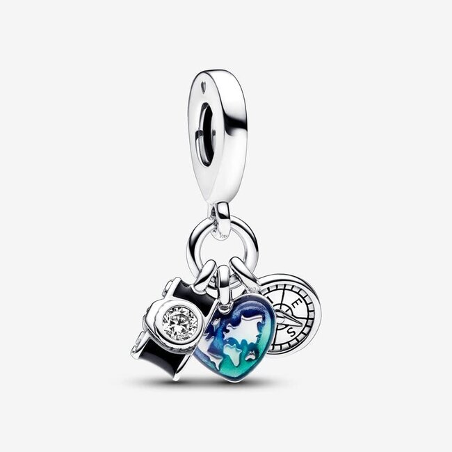 Pandora Pandora Bedel 792703C01 Zilver Camera,Kompas en wereldkaart