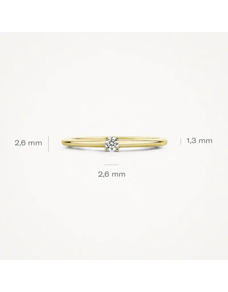 Blush Blush Solitair Ring 1200YZI/52 14k Geelgoud met Briljant geslepen Zirkonia Maat 52