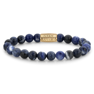 Rebel & Rose Rebel & Rose Armband RR-80094-G-L Midnight Blue Gold 8 mm Maat L