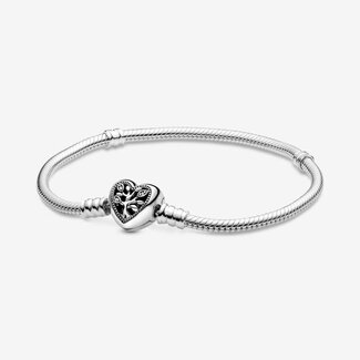 Pandora Pandora armband 598827C01-21 Zilver met Hartvormige Sluiting voorzien van Zirkonia lengte 21 cm