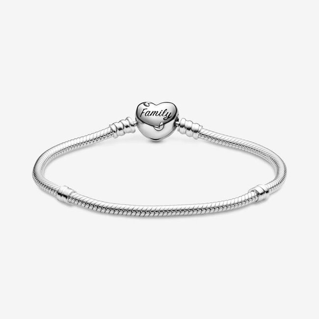 Pandora Pandora armband 598827C01-21 Zilver met Hartvormige Sluiting voorzien van Zirkonia lengte 21 cm