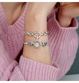 Pandora Pandora armband 598827C01-21 basis in 925 zilver met hartvormige sluiting voorzien van zirkonia lengte 21 cm