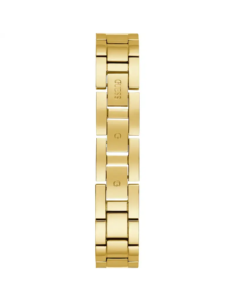 Guess Guess Dames Horloge GW0546L2 Staal met Geelgouden Plating en Zilverkleurige Wijzerplaat en Zirkonia