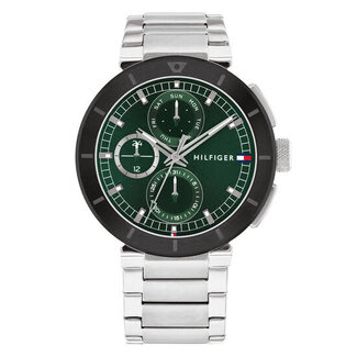 Tommy Hilfiger Tommy Hilfiger Horloge TH1792117 Lorenzo Staal Quartz Chronograaf met Groene Wijzerplaat