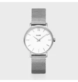 Cluse Cluse Horloge CW0101203002 Minuit Mesh Silver White Quartz Ø 33mm