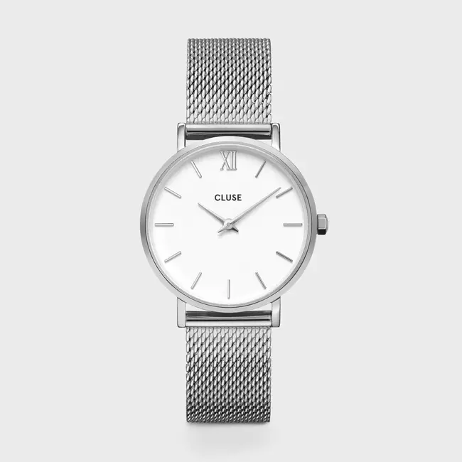 Cluse Cluse Horloge CW0101203002 Minuit Mesh Silver White Quartz Ø 33mm