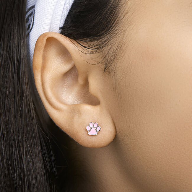 Blinckers Jewellery Huiscollectie BJ Oorstekers 13.28291 hondenpoot zilver met roze