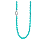 Ti Sento Milano Ti Sento Collier 34050TQ/80 Zilver Gerhodineerd en Turquoise Kralen 80cm