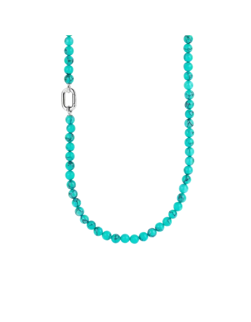 Ti Sento Milano Ti Sento Collier 34050TQ/80 Zilver Gerhodineerd en Turquoise Kralen 80cm