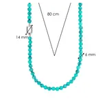 Ti Sento Milano Ti Sento Collier 34050TQ/80 Zilver Gerhodineerd en Turquoise Kralen 80cm