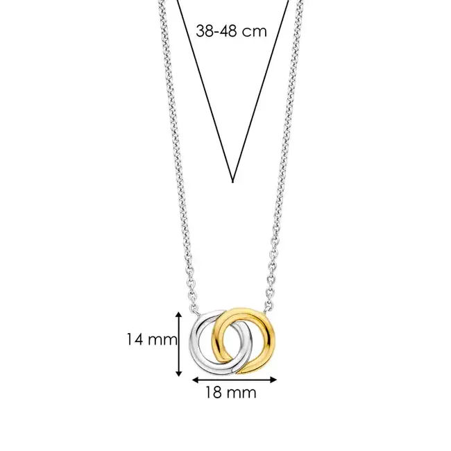 Ti Sento Milano Ti Sento Collier 3822SY/48 Zilver Bi-color Twee Ringen 38-48cm