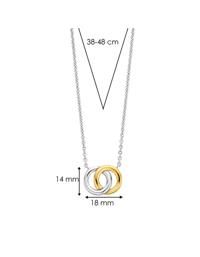 Ti Sento Milano Ti Sento Collier 3822SY/48 Zilver Bi-color Twee Ringen 38-48cm