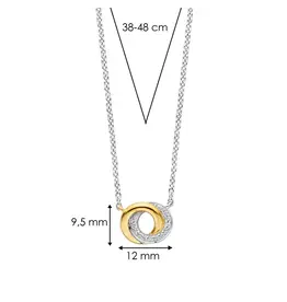 Ti Sento Milano Ti Sento Collier 3915ZY/42 collier zilver met ring bedels goldplated en zilver ingezet met zirkonia's