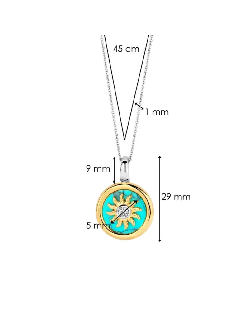 Ti Sento Milano Ti Sento Collier 6831TQ Zilver Bi-color Turquoise Zon 45cm