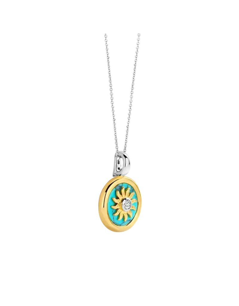 Ti Sento Milano Ti Sento Collier 6831TQ Zilver Bi-color Turquoise Zon 45cm