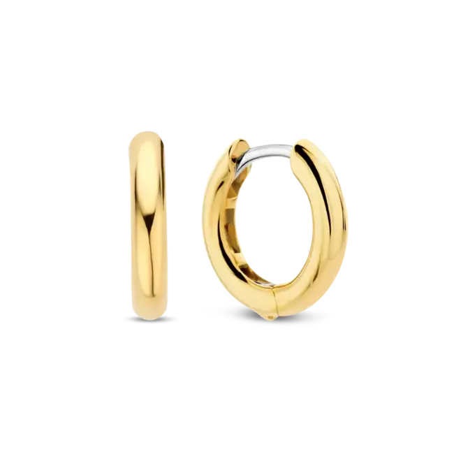 Ti Sento Milano Ti Sento Oorbellen 7812YS Zilver met Goude Plating Glad Rond 14mm