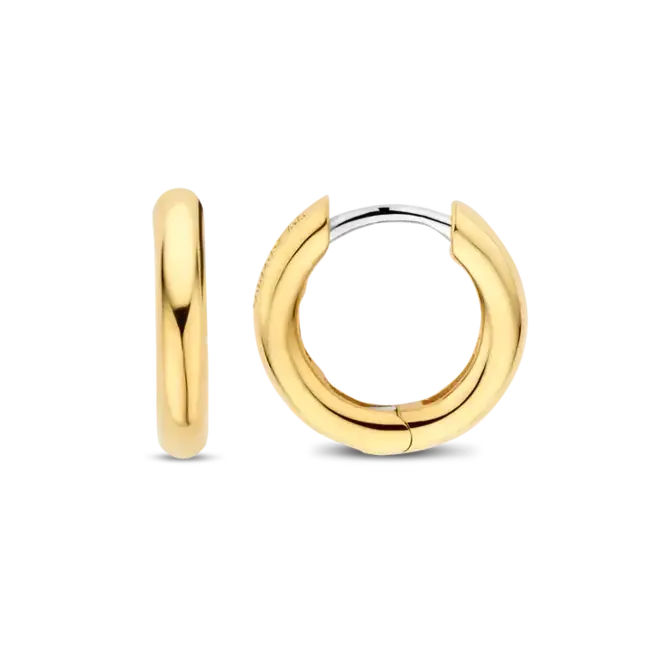 Ti Sento Milano Ti Sento Oorbellen 7812YS Zilver met Goude Plating Glad Rond 14mm