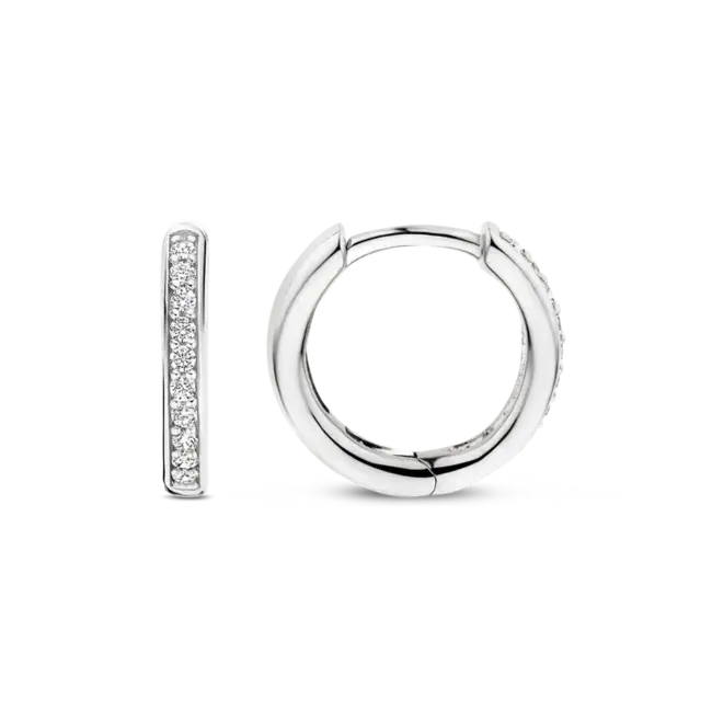 Ti Sento Milano Ti Sento Oorbellen 7812ZI Zilver Gerhodineerd met Zirkonia 14mm
