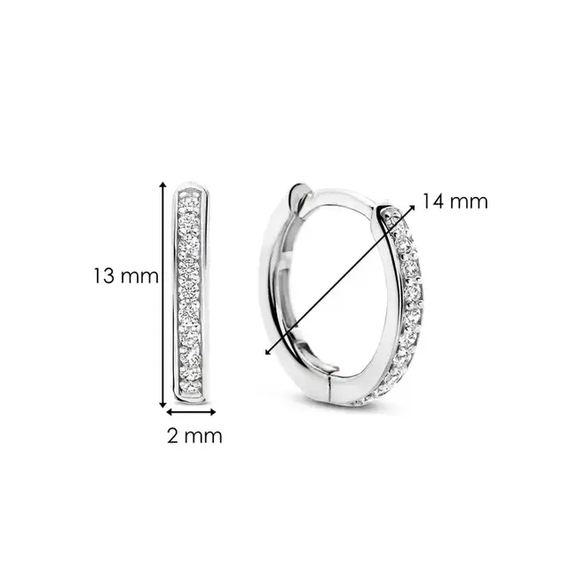 Ti Sento Milano Ti Sento Oorbellen 7812ZI Zilver Gerhodineerd met Zirkonia 14mm