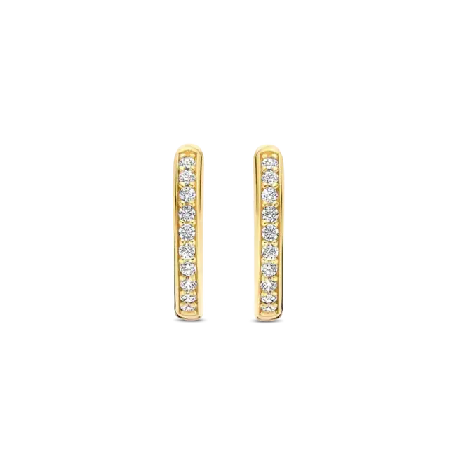 Ti Sento Milano Ti Sento Oorbellen 7812ZY Zilver met Geelgouden Plating en Zirkonia 14mm