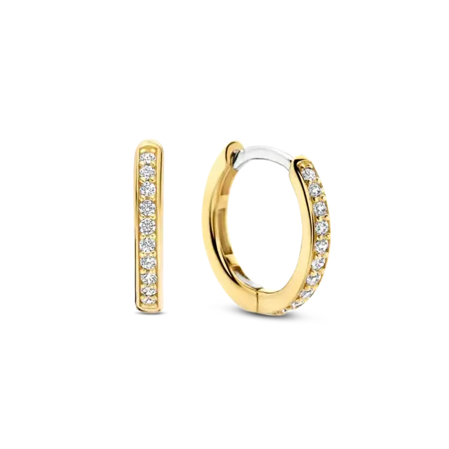 Ti Sento Milano Ti Sento Oorbellen 7812ZY Zilver met Geelgouden Plating en Zirkonia 14mm