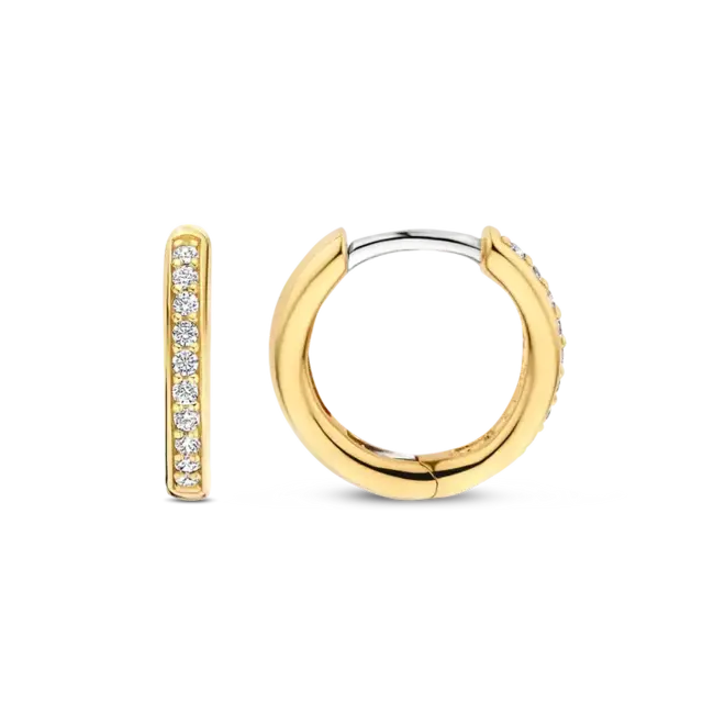 Ti Sento Milano Ti Sento Oorbellen 7812ZY Zilver met Geelgouden Plating en Zirkonia 14mm