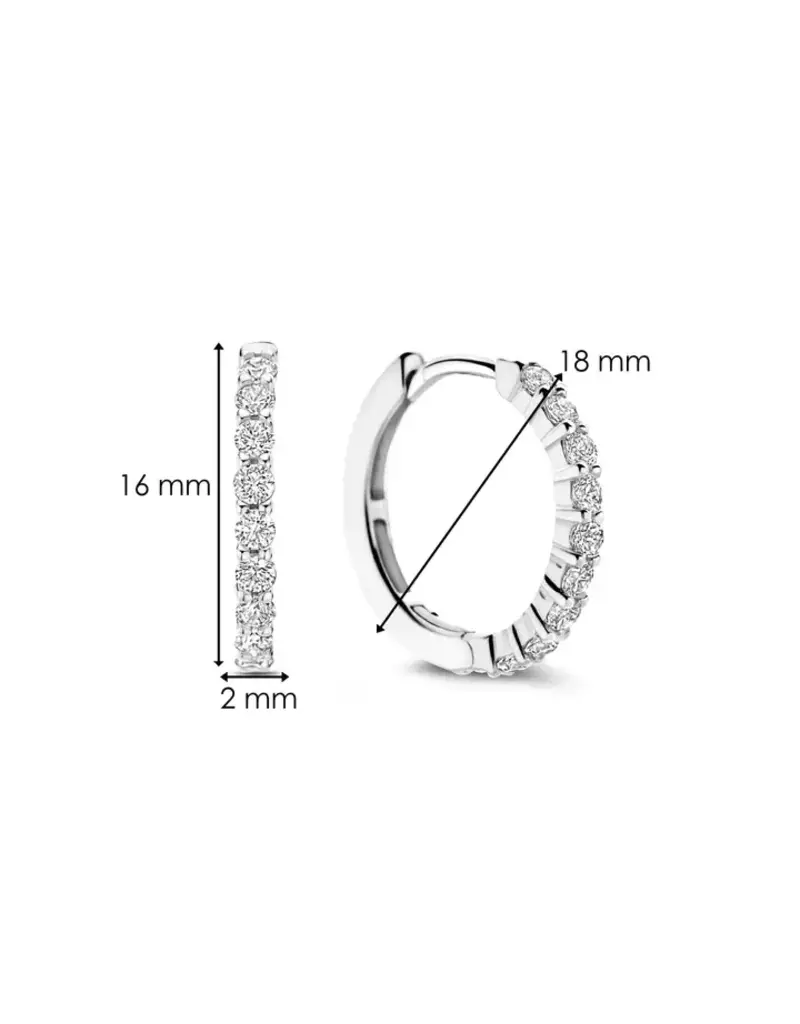 Ti Sento Milano Ti Sento Oorbellen 7958ZI Zilver Gerhodineerd met Zirkonia 18mm