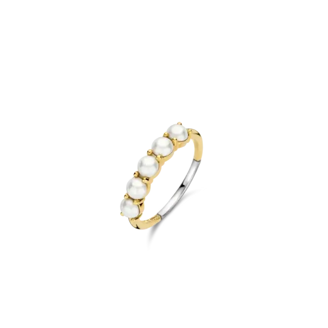 Ti Sento Milano Ti Sento Ring 12322YP/54 Zilver met Goude Plating en Parels Maat 54