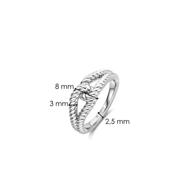 Ti Sento Milano Ti Sento Ring 12323SI/54 Zilver Gerhodineerd Dubbele Lus Maat 54