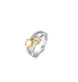 Ti Sento Milano Ti Sento Ring 12326MW/56 Zilver Bi-color Dubbele Ring met Maansteen en Zirkonia's Maat 56