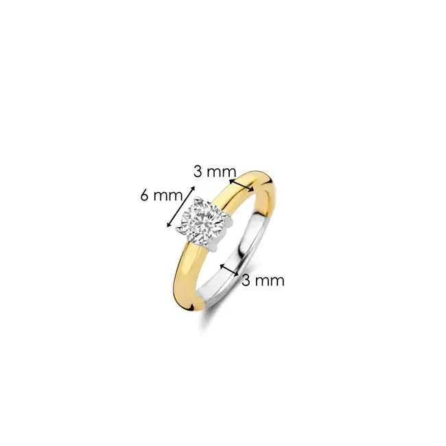 Ti Sento Milano Ti Sento Ring 1463ZY/54 Zilver met Goude Plating met Zirkonia Maat 54
