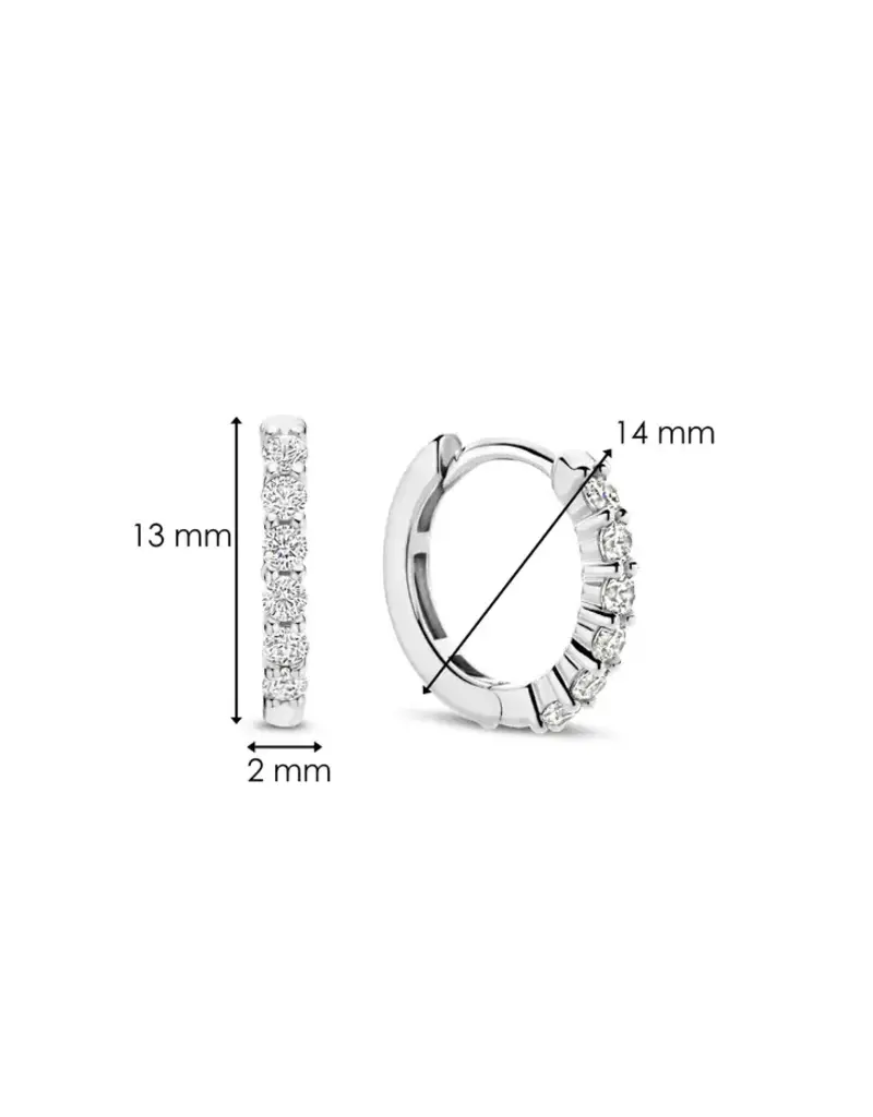 Ti Sento Milano Ti Sento Oorbellen 7957ZI Zilver Gerhodineerd met Zirkonia 14mm