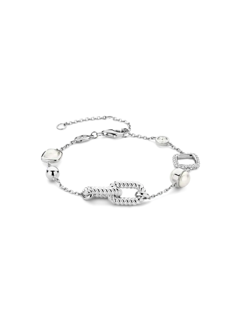 Ti Sento Milano Ti Sento Armband 23033ZI Zilver Gerhodineerd met Maansteen en Zirkonia 16-20cm