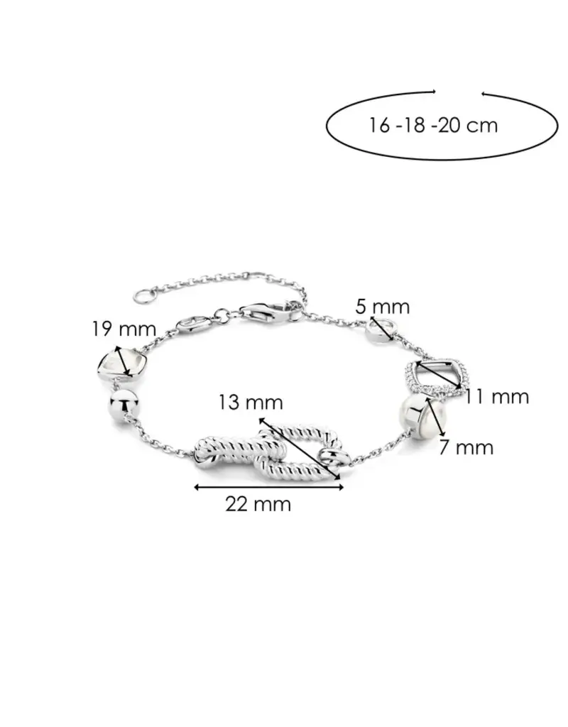 Ti Sento Milano Ti Sento Armband 23033ZI Zilver Gerhodineerd met Maansteen en Zirkonia 16-20cm