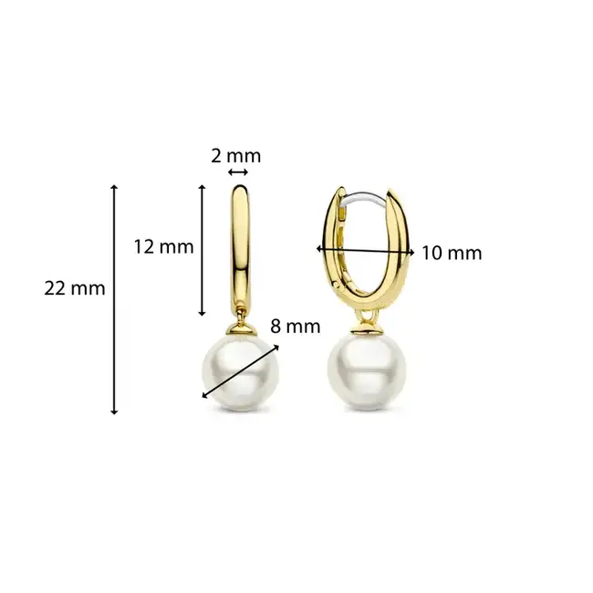 Ti Sento Milano Ti Sento Oorbellen 7939YP Zilver met Gouden Plating en Parel