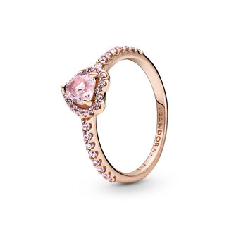 Pandora Pandora Ring 188421C04-54 Zilver met Rosegouden Plating met Rose Hart Zirkonia Maat 54