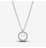 Pandora Pandora 393165C01-45 Sterling silver collier with white treated freshwater cultered pearl and clear cubic zirkonia