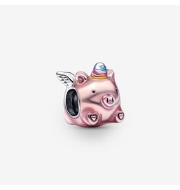 Pandora Pandora 792573C01 Flying pig sterling silver 925 charm with transparant light pink, blue, violet and yellow enemel