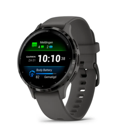 Garmin Garmin Smartwatch 010-02785-00 Venu® 3S Slate gray rand van roestvrij staal met pebble gray behuizing en siliconen band