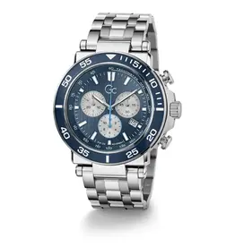 GC GC Horloge Z14011G7MF Heren Swiss Made Quartz Staal Chronograaf met Blauwe Wijzerplaat