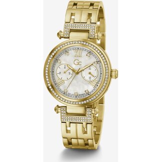 GC GC Horloge Y78002L1MF Staal met Geelgoude Plating Quartz Swiss Made gezet met Swarovski Steentjes