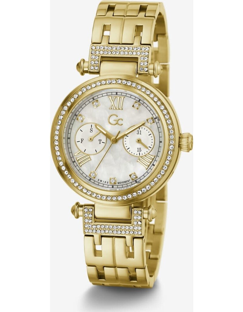 GC GC Dames Horloge Y78002L1MF Staal Goude Plating Swiss Made Quartz gezet met Swarovski Steentjes