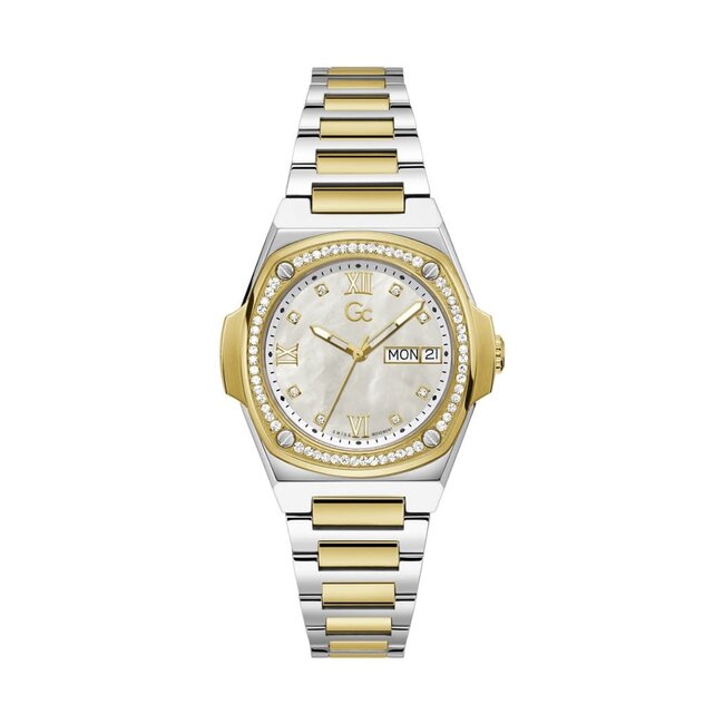 GC GC Horloge Y98008L1MF Staal Bi-color Quartz Swiss Made gezet met Swarovski Stenen